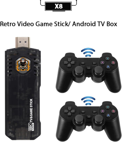 ANDROID  BOX tv +RETRO 8K 3000+ STICK GAME APPS 2 CONTROLES -