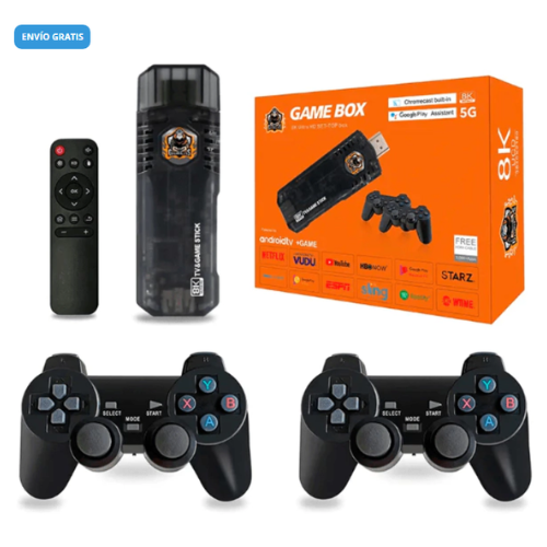 ANDROID  BOX tv +RETRO 8K 3000+ STICK GAME APPS 2 CONTROLES -